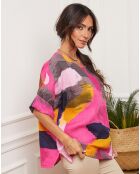 Blouse 100% Lin Krik fushia