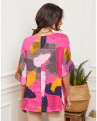 Blouse 100% Lin Krik fushia