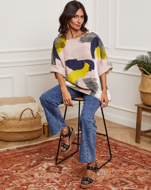 Blouse 100% Lin Krik rose
