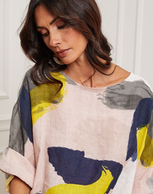 Blouse 100% Lin Krik rose