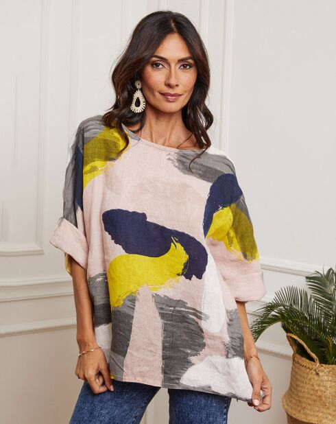 Blouse 100% Lin Krik rose