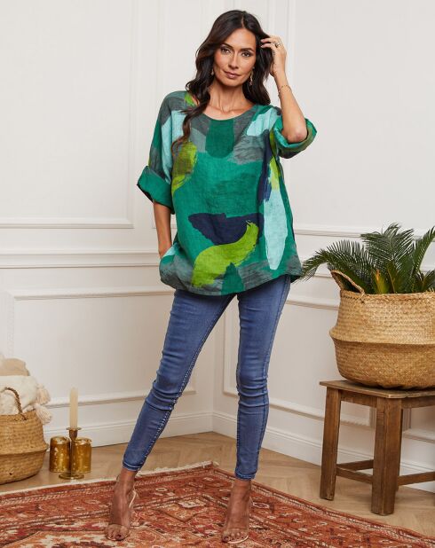 Blouse 100% Lin Krik verte