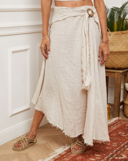Gonna beige Luberon 100% lino