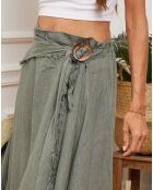 Jupe 100% Lin Luberon kaki