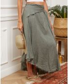 Jupe 100% Lin Luberon kaki