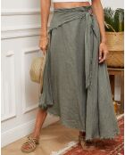 Jupe 100% Lin Luberon kaki