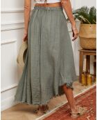 Jupe 100% Lin Luberon kaki