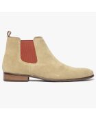 Chelsea boots en Velours de Cuir Olympio beiges