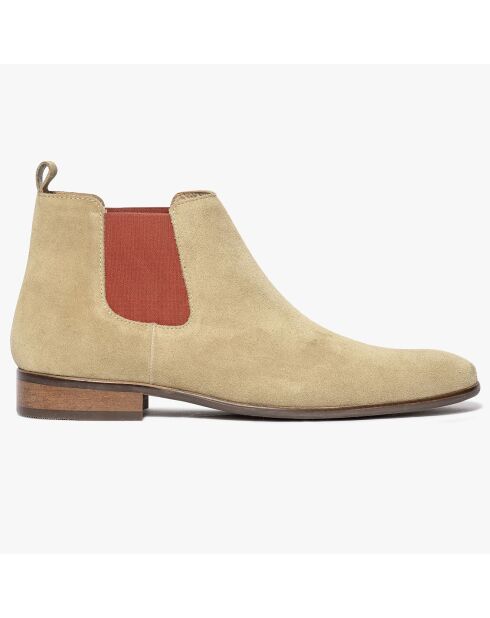 Chelsea boots en Velours de Cuir Olympio beiges