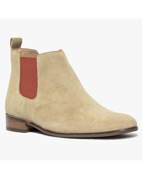 Chelsea boots en Velours de Cuir Olympio beiges