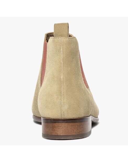 Chelsea boots en Velours de Cuir Olympio beiges