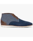 Derbies montantes en Toile et Velours de Cuir Renald denim