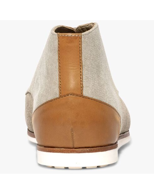 Derbies montantes en Toile et Velours de Cuir Renald beiges