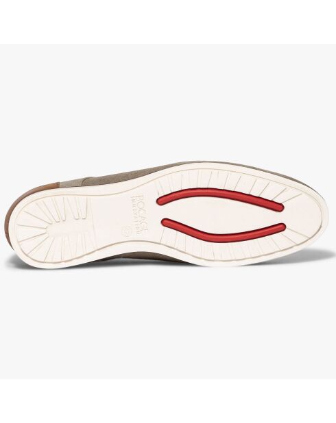 Derbies montantes en Toile et Velours de Cuir Renald beiges