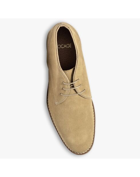 Derbies montantes en Velours de Cuir Rafael beiges