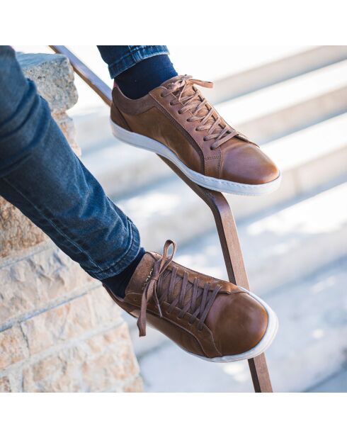 Sneakers Kerrien in pelle cognac