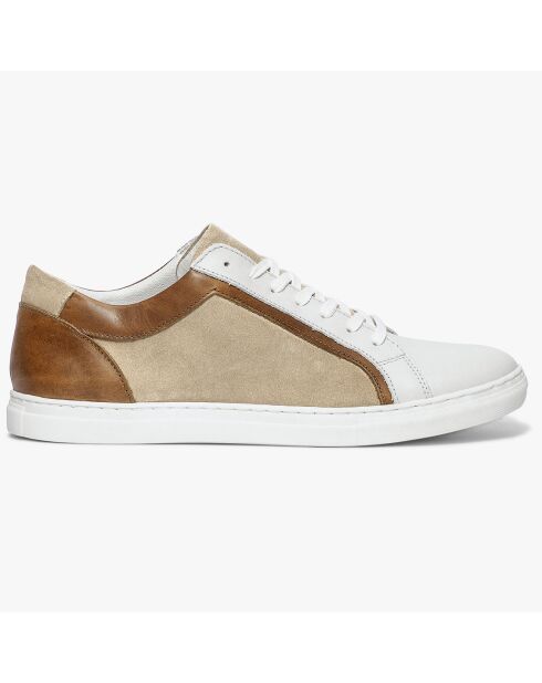 Sneakers Kai aus Leder und Samt in Beige