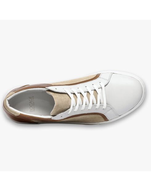 Sneakers Kai aus Leder und Samt in Beige
