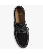 Chaussures Bateau en Cuir et Velours de Cuir Donato noires