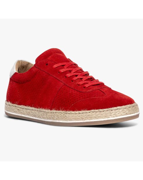 Baskets espadrilles en Velours de Cuir Jasper rouges