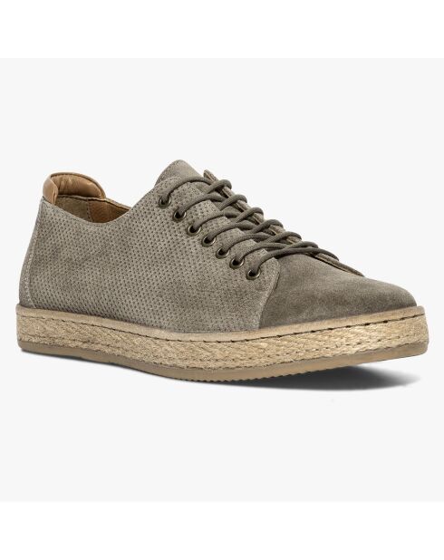 Beigefarbene Espadrillesneakers Jason aus Veloursleder
