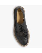 Derbies compensées en Cuir ajouré Juana noires - Talon 5 cm