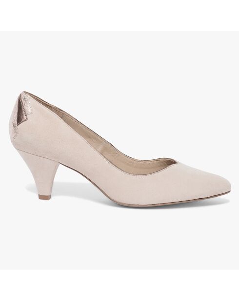 Escarpins en Velours de Cuir Izold nude - Talon 6 cm