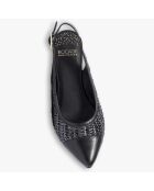 Slingbacks en Cuir tressé Dakota noirs - Talon 6 cm