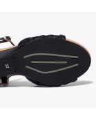 Sandales compensées en Cuir tressé Riva noires - Talon 6 cm