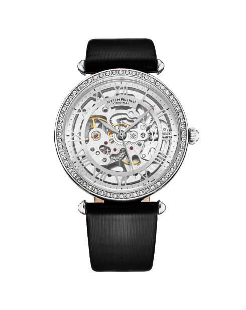 Montre Femme en Cuir & Cristaux Automatique Legacy noire