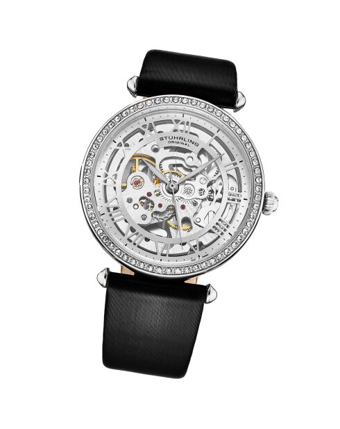 Montre Femme en Cuir & Cristaux Automatique Legacy noire