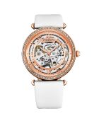 Montre Femme en Cuir & Cristaux Automatique Legacy blanche