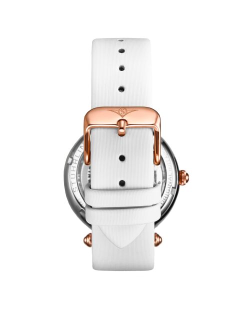 Montre Femme en Cuir & Cristaux Automatique Legacy blanche