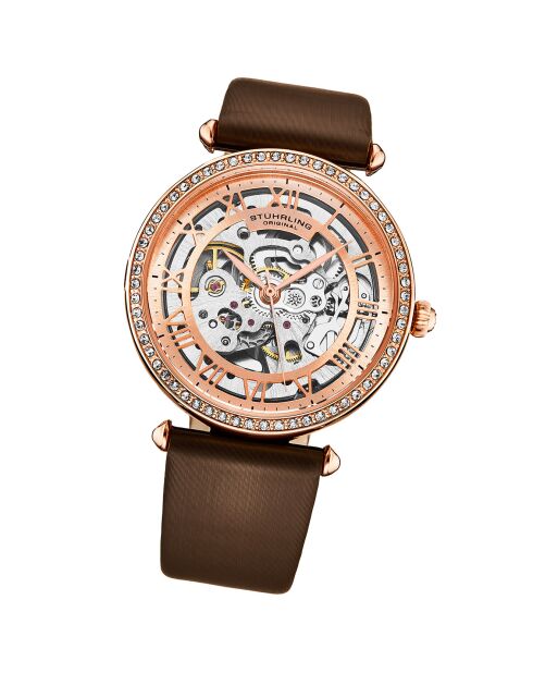 Montre Femme en Cuir & Cristaux Automatique Legacy marron