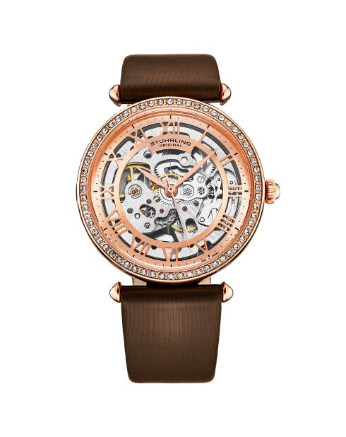 Montre Femme en Cuir & Cristaux Automatique Legacy marron