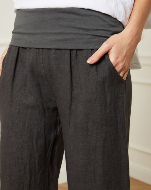 Dunkelgraue Hose Astrid aus 100% Leinen