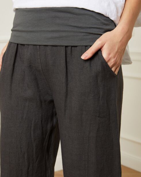Pantalon 100% Lin Astrid gris foncé