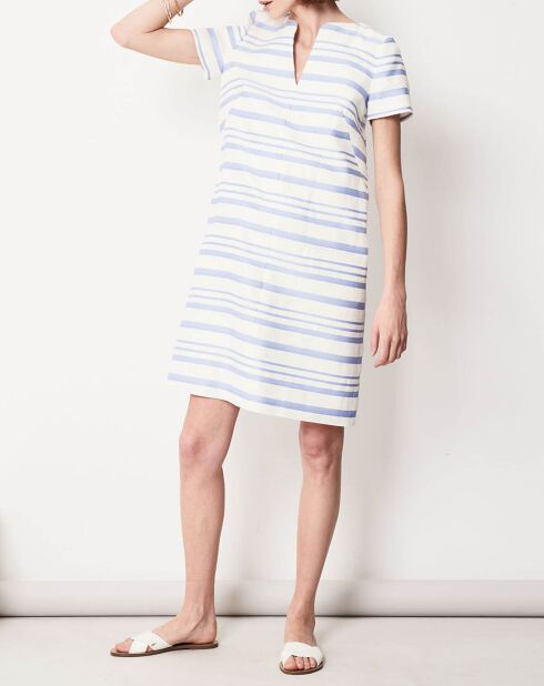 Robe en Lin mélangé Nina blanc/lavande
