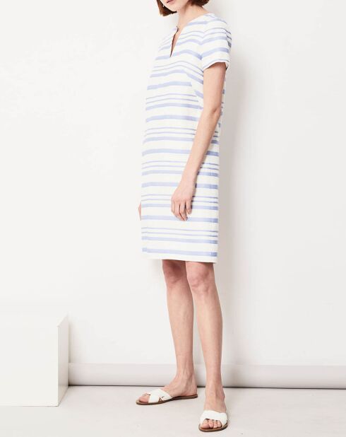 Robe en Lin mélangé Nina blanc/lavande