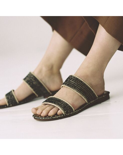 Mules en Raphia Joan noires