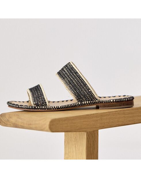 Mules en Raphia Joan noires