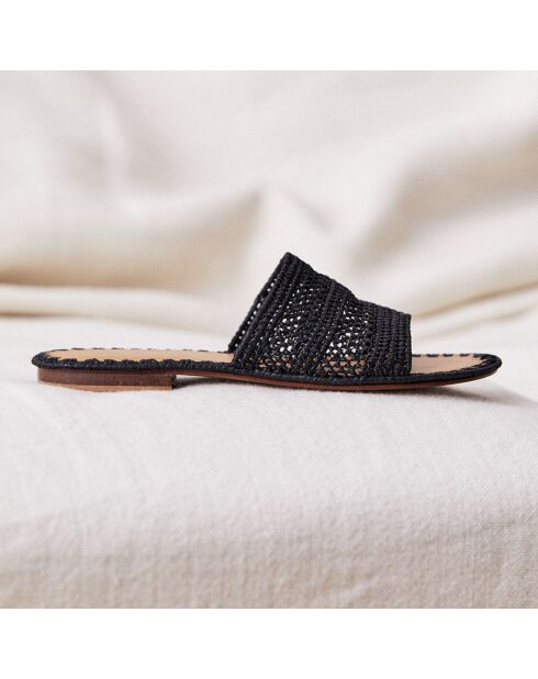 Sabot neri in rafia Swan