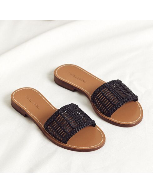 Schwarze Betty Leder-Pantoletten