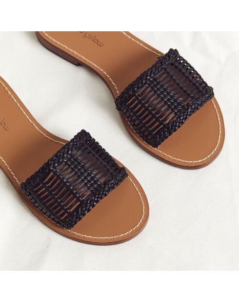 Schwarze Betty Leder-Pantoletten