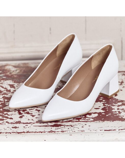 Escarpins en Cuir Giulia blancs - Talon 6 cm