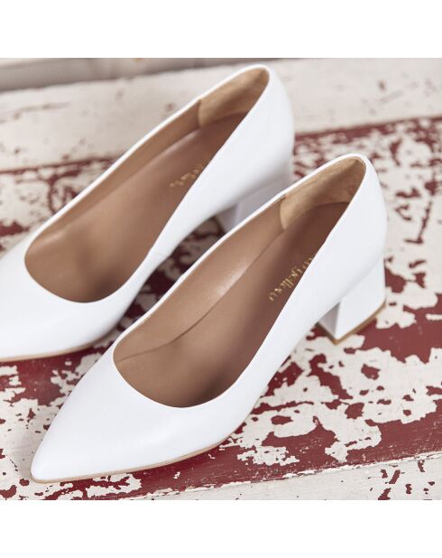 Escarpins en Cuir Giulia blancs - Talon 6 cm