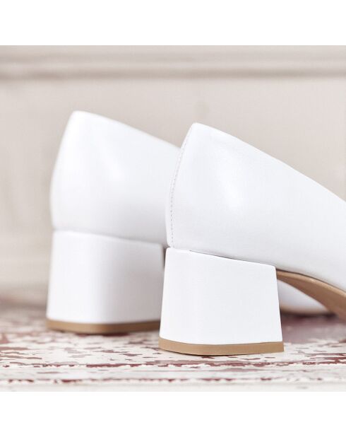 Escarpins en Cuir Giulia blancs - Talon 6 cm