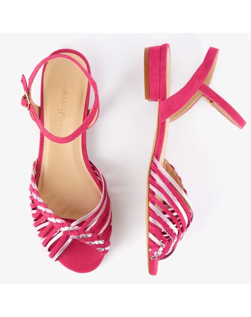 Sandales en Velours de Cuir Hunvite fuschia