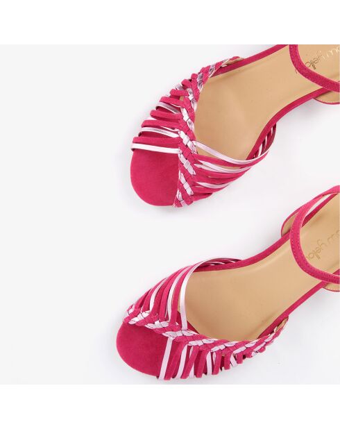 Sandales en Velours de Cuir Hunvite fuschia