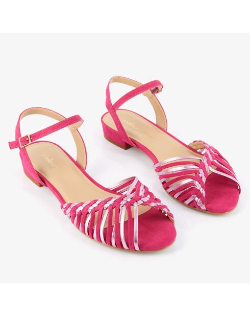 Sandales en Velours de Cuir Hunvite fuschia